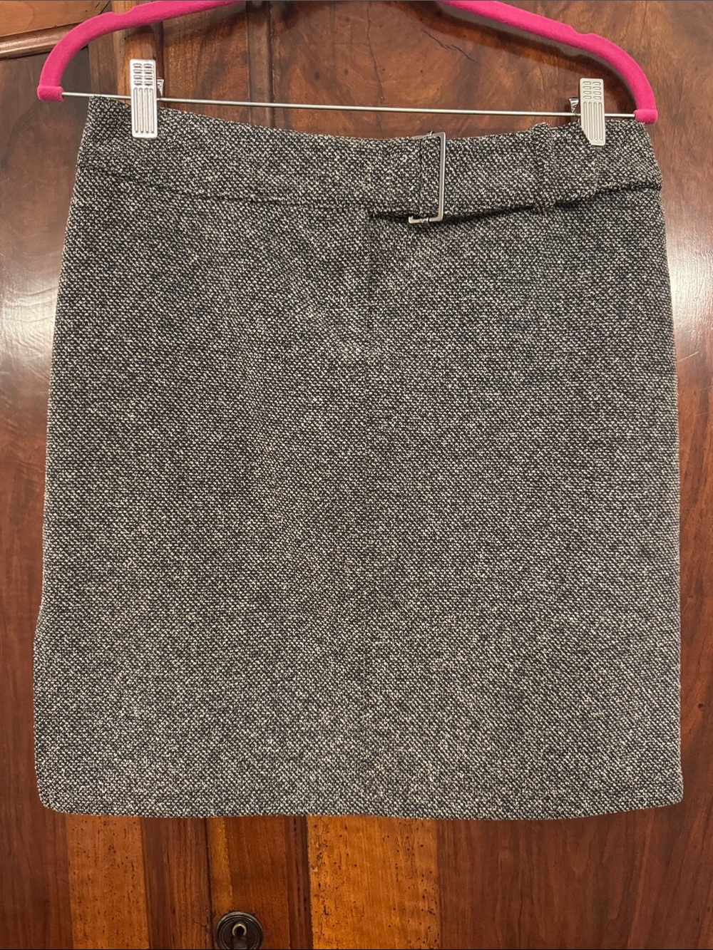 Express Gray Tweed Pencil Skirt with Side Buckle